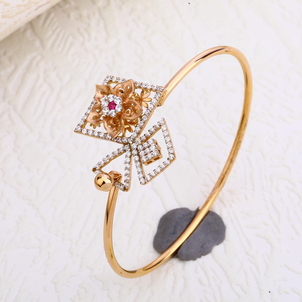 750 CZ Rose Gold Women's Kada  Bracelet RLKB134