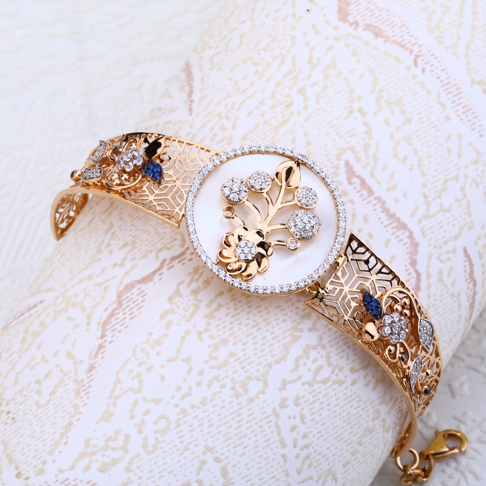 18CT Rose Gold Hallmark Fancy CZ Ladies Bracelet RLKB120