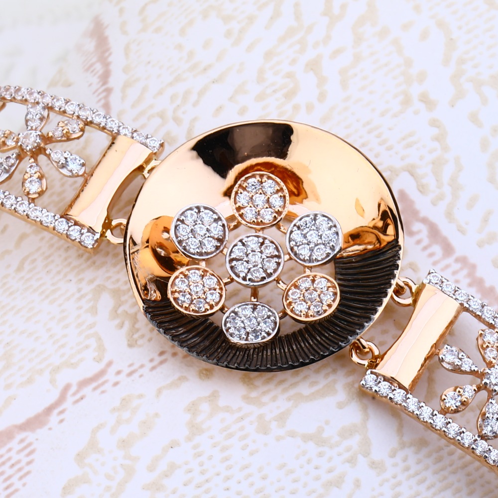 18CT Rose Gold Hallmark Classic CZ Ladies Bracelet RLKB115 - Image 2