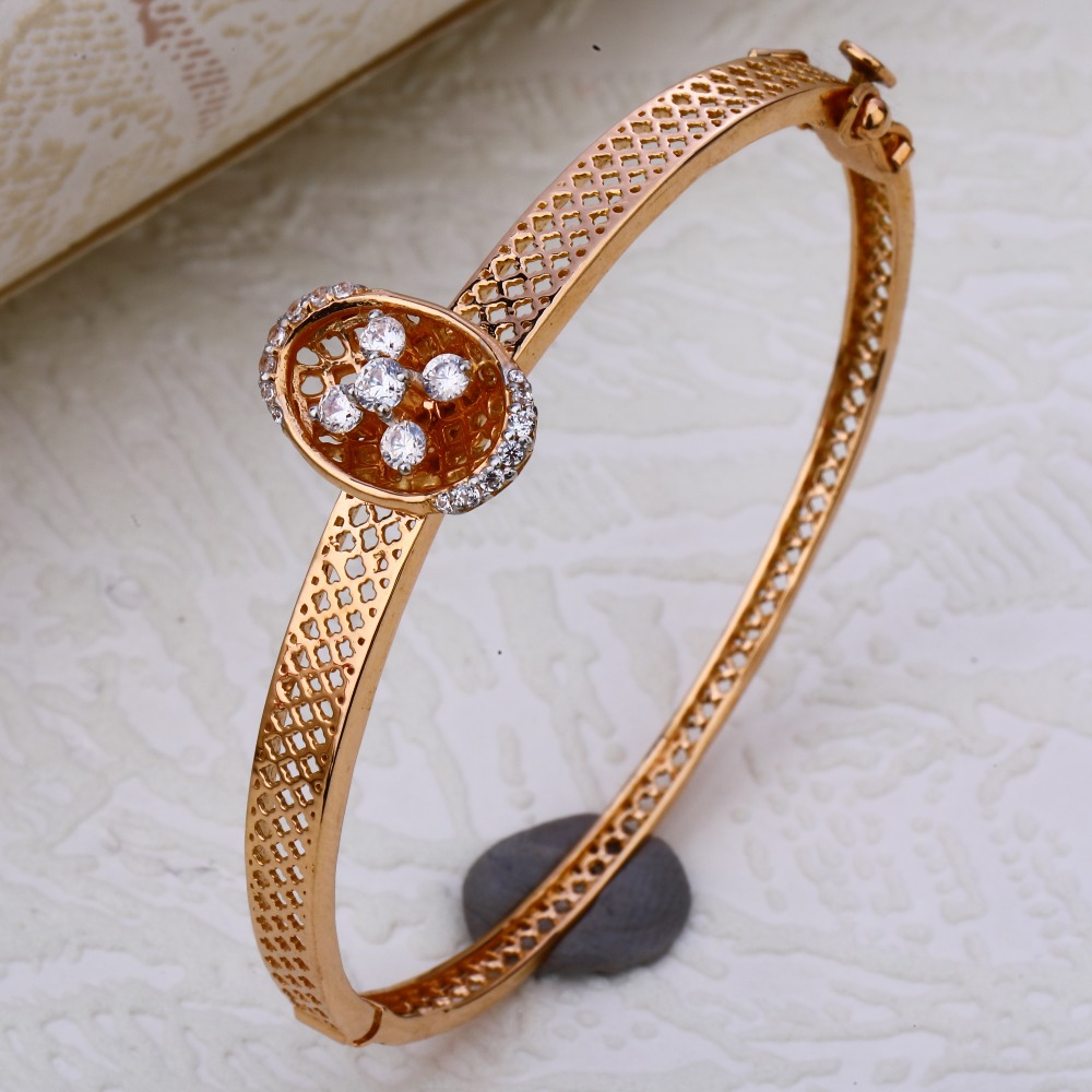 18CT Rose Gold stylish CZ Women's  Kada RLKB127