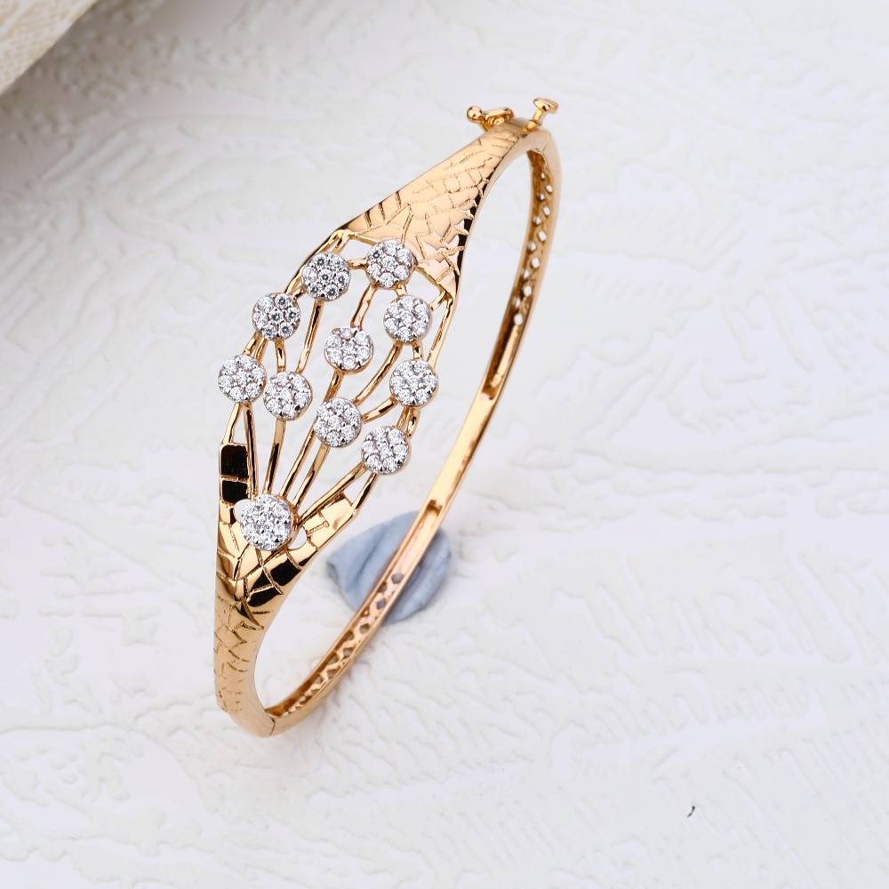 18CT Rose Gold Delicate CZ Women's  Kada RLKB113