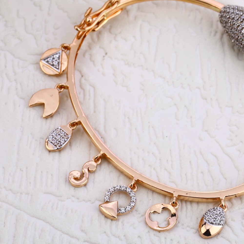 18KT Rose Gold CZ Women's stylish Kada Bracelet RLKB241 - Image 2