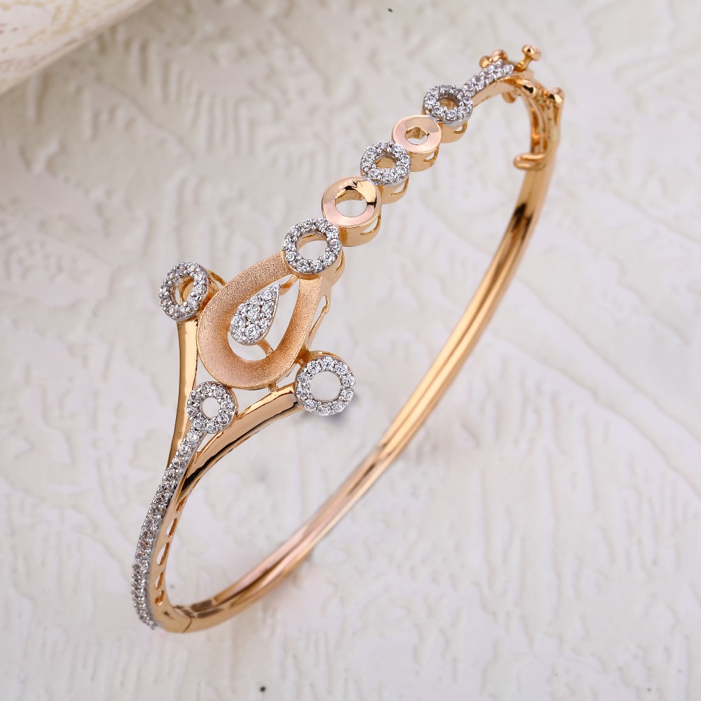 18KT Rose Gold CZ Women's Fancy Kada Bracelet  RLKB239