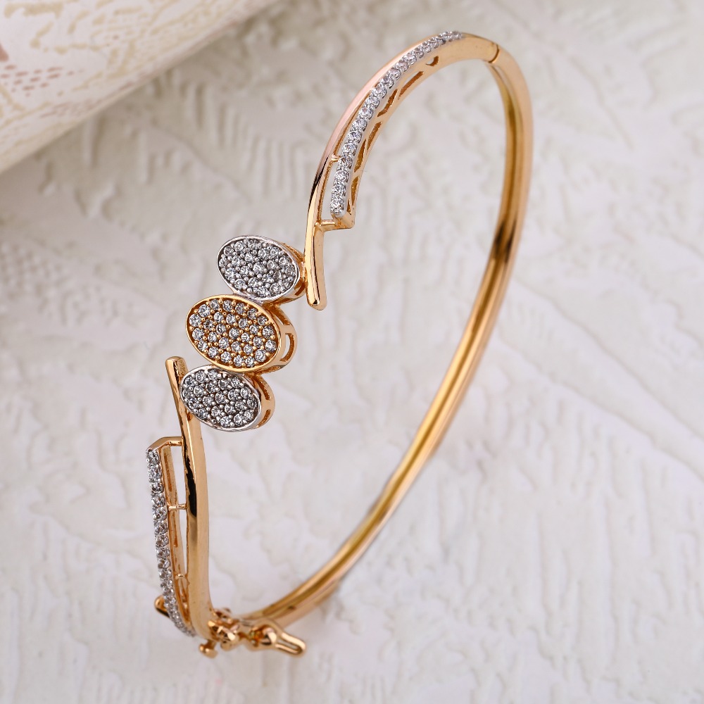 18KT Rose Gold CZ Women's Delicate Kada Bracelet  RLKB237