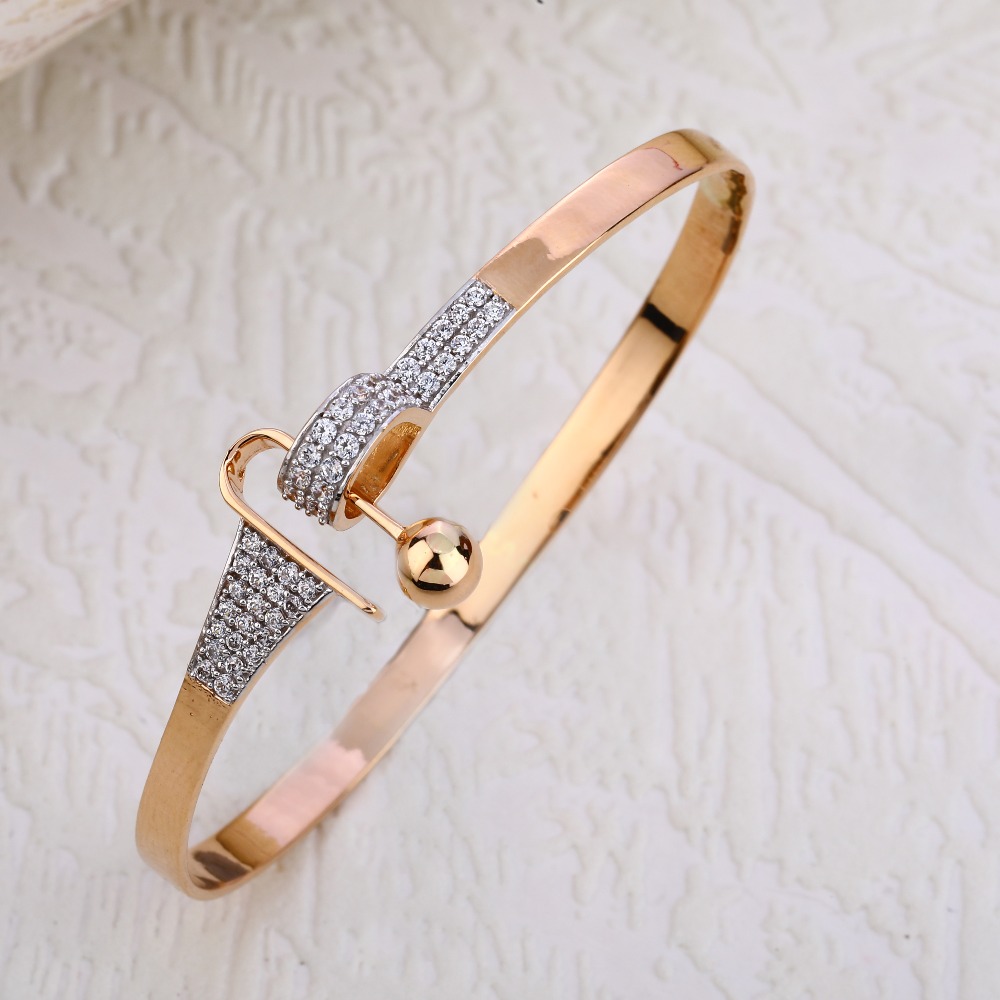 18KT Rose Gold CZ Women's Classic Kada Bracelet  RLKB234