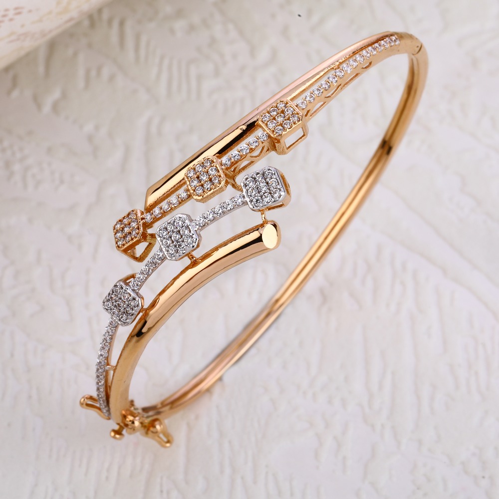 750 CZ  Rose Gold stylish Ladies Kada RLKB224