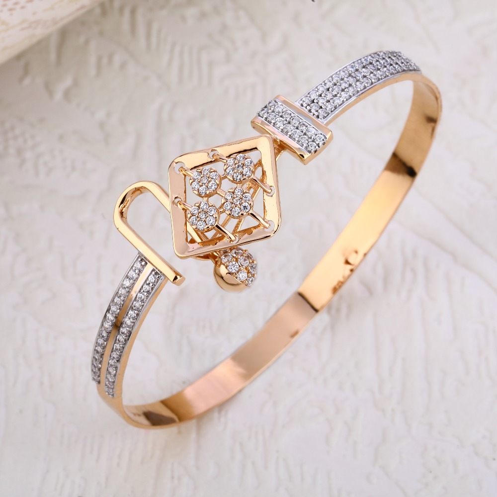 750 CZ  Rose Gold Delicate Ladies Kada RLKB220