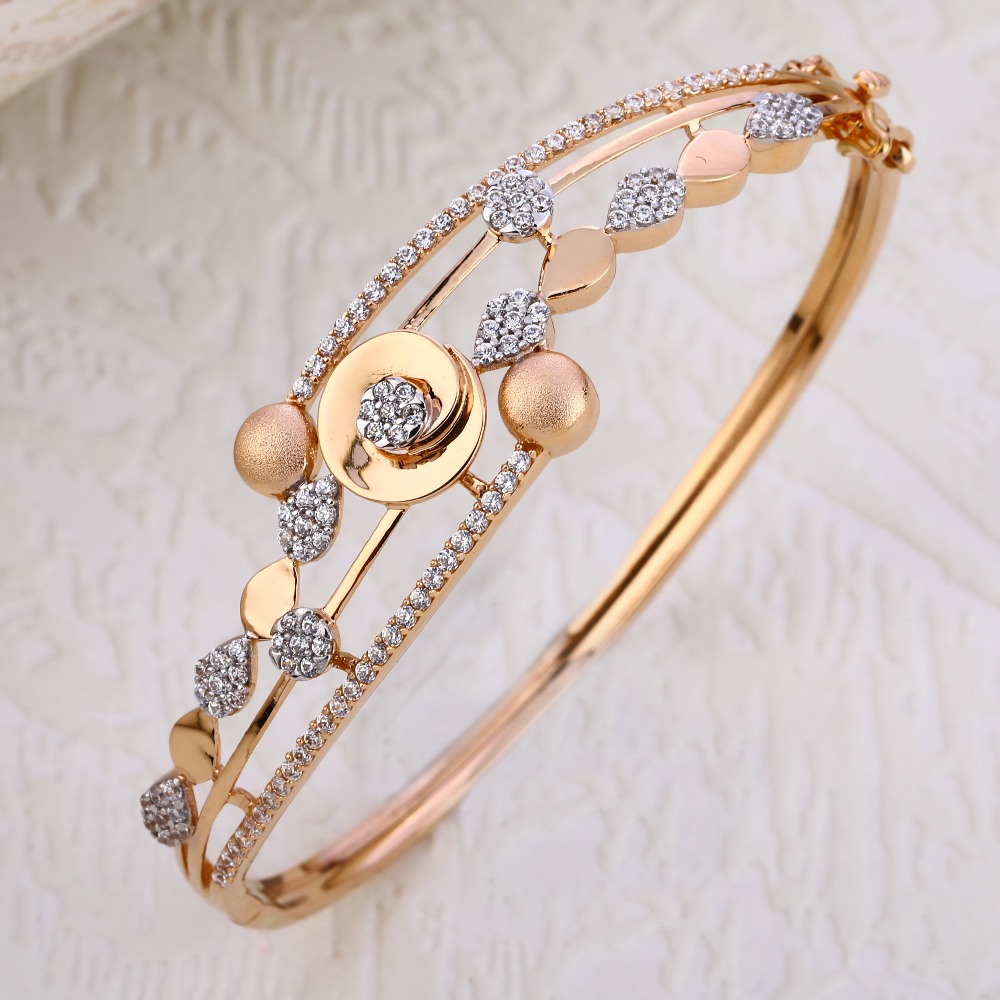 750 CZ  Rose Gold Designer Ladies Kada RLKB219