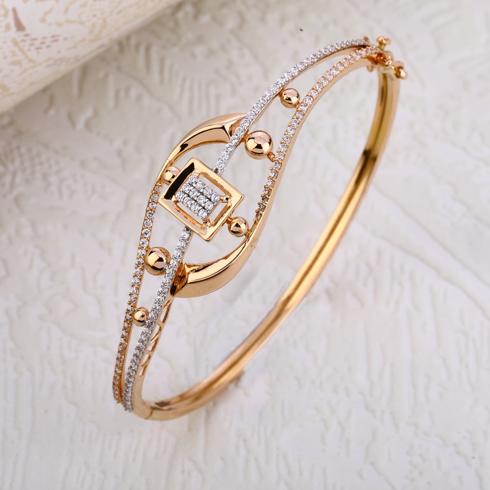 750 CZ Rose Gold Classic Ladies Kada RLKB218