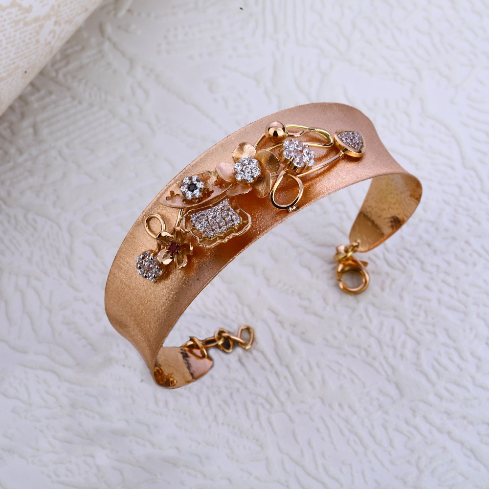 750 Rose Gold Ladies Delicate Kada Bracelet RLKB266