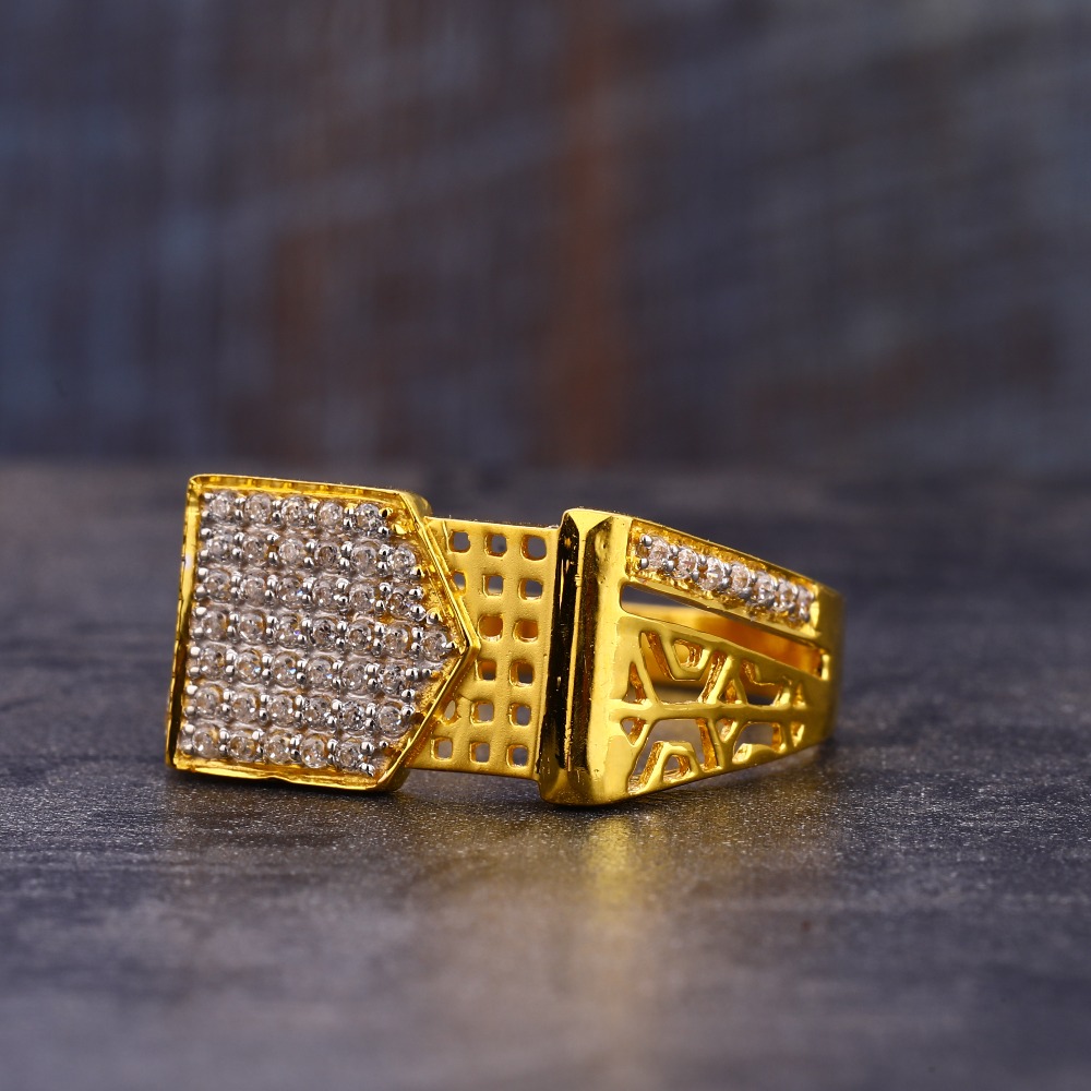 22KT CZ Gold Gorgeous Hallmark Gentlemen's Ring MR766