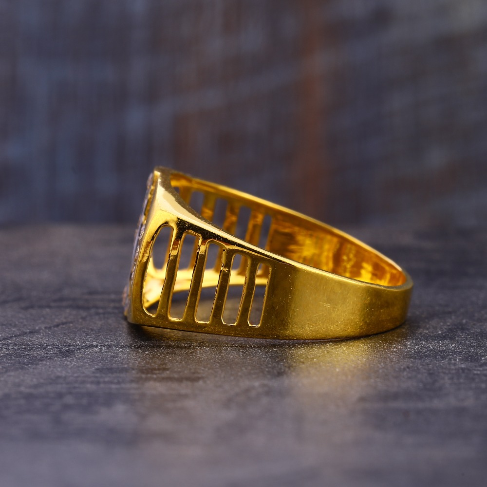22KT CZ Gold Fancy Hallmark Gentlemen's Ring MR765 - Image 2