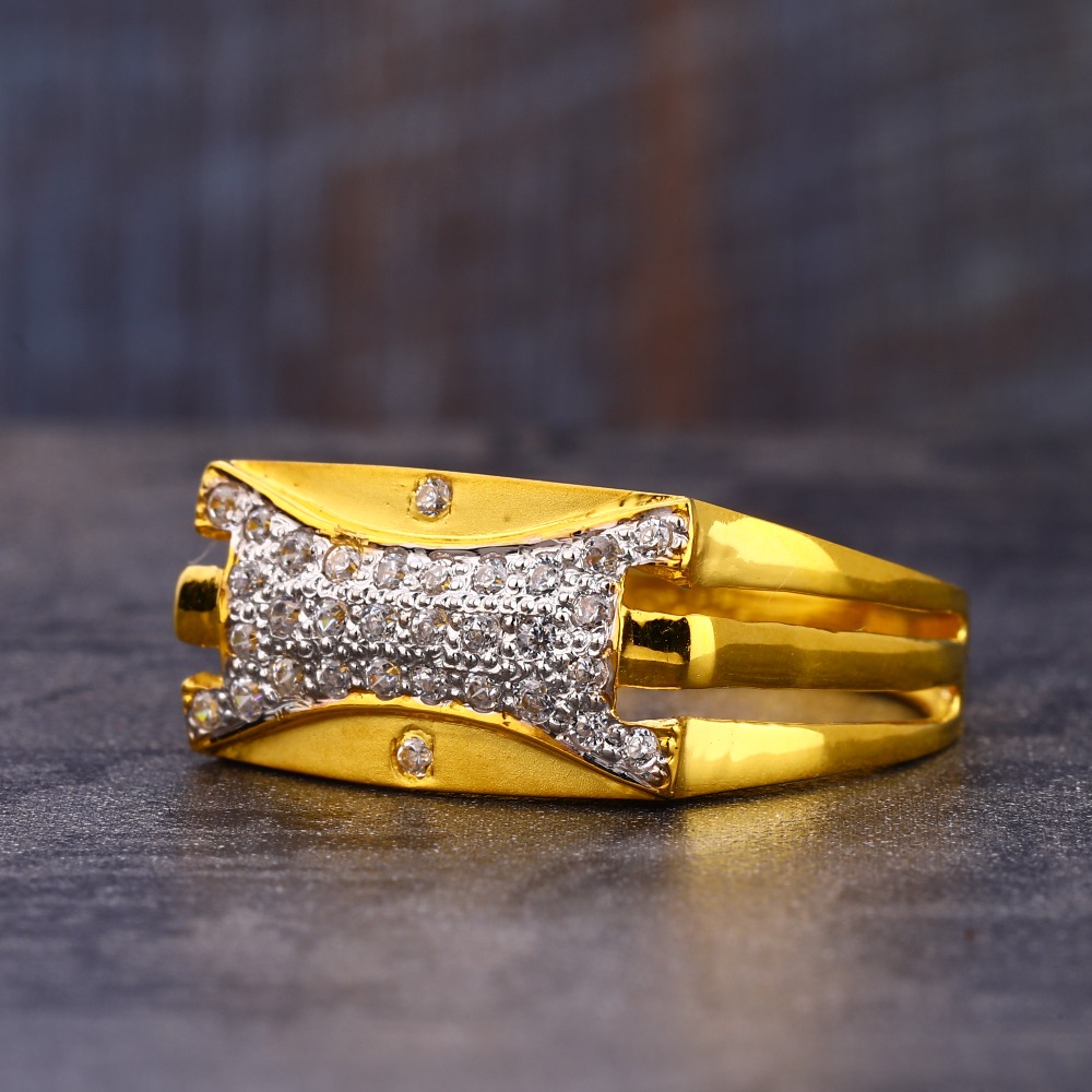 22KT CZ Gold Delicate Hallmark Gentlemen's Ring MR763