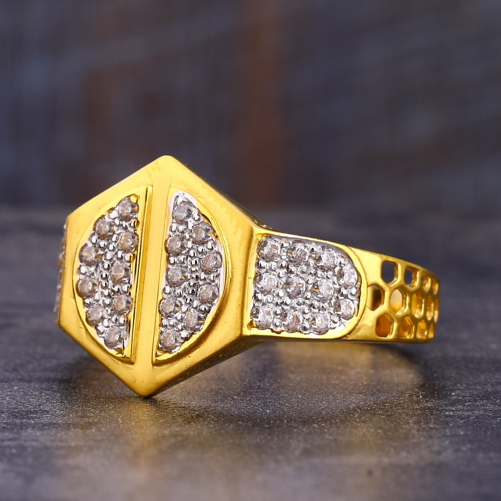 916 gold hallmark classic cz men's ring mr737
