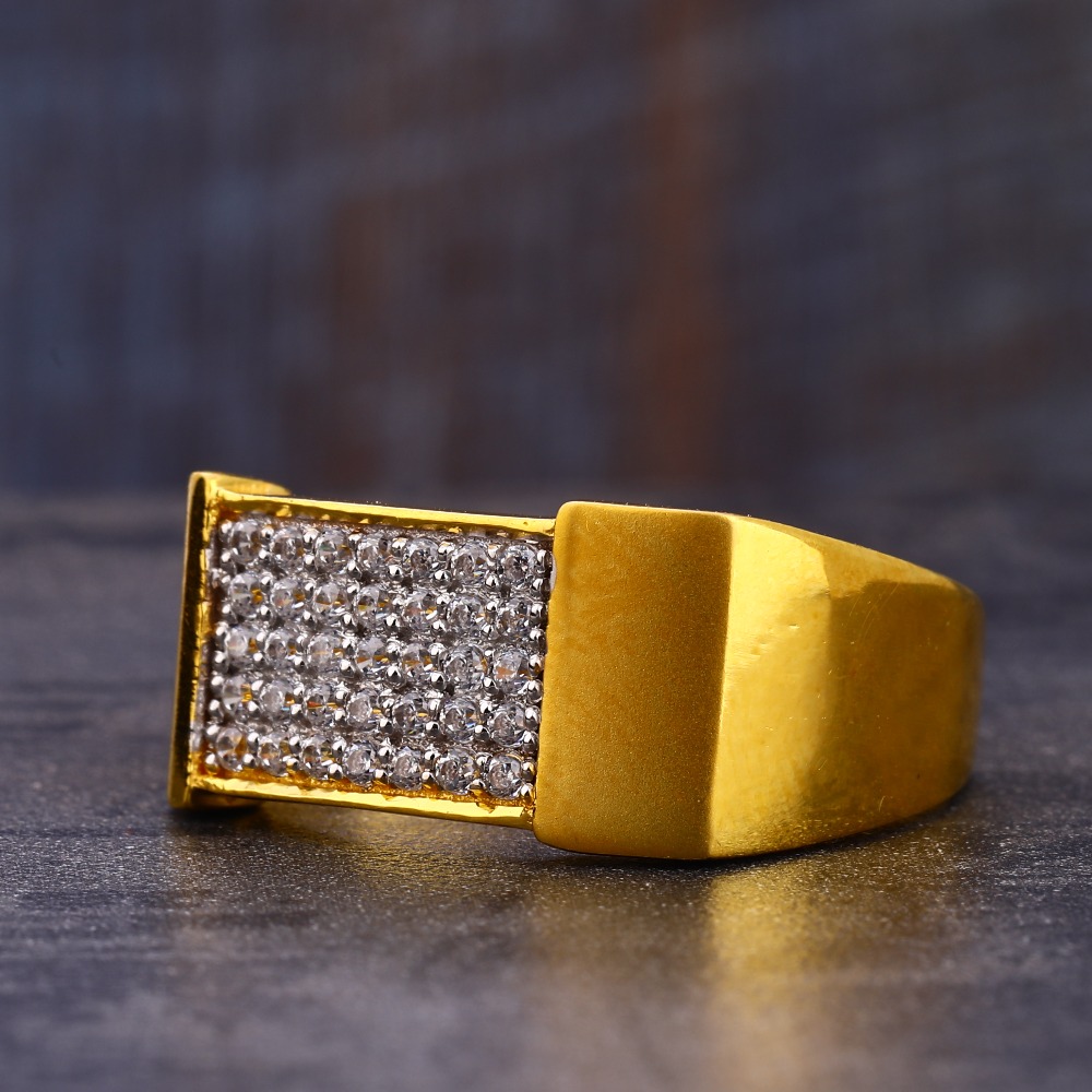 22CT Gold  stylish Gentlemen's CZ Ring MR727