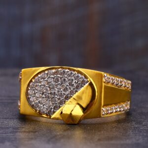 22CT Gold Delicate Gentlemen's CZ Ring MR723