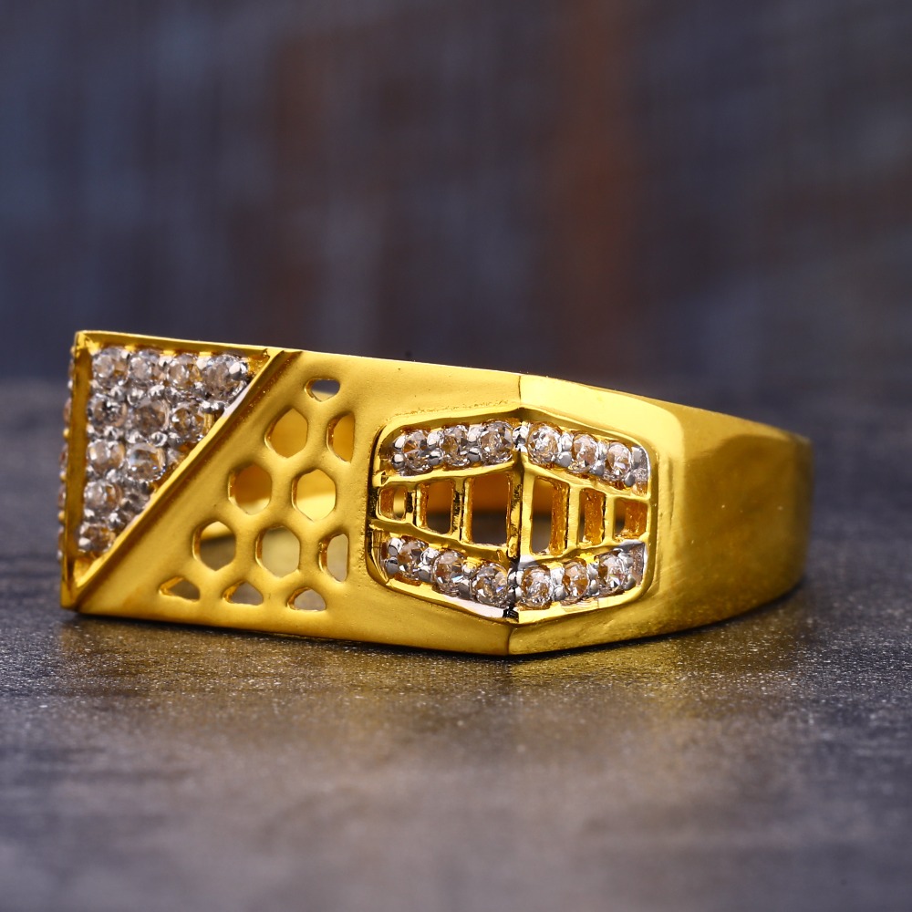 22KT Gold Hallmark fancy CZ Men's Ring MR806
