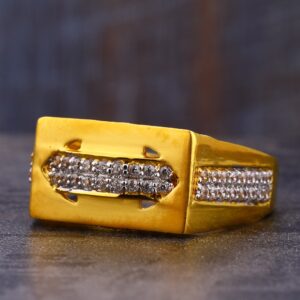 916 Gold Men's Hallmark Designer CZ  Ring MR788