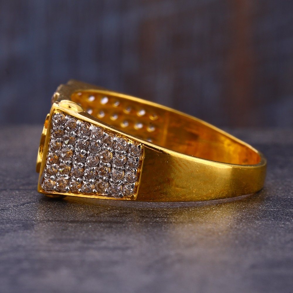 916 Gold CZ Hallmark Stylish Gentlemen's Ring MR785 - Image 2
