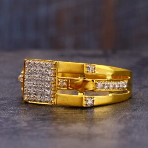 916 Gold CZ Hallmark Designer Gentlemen's  Ring MR780