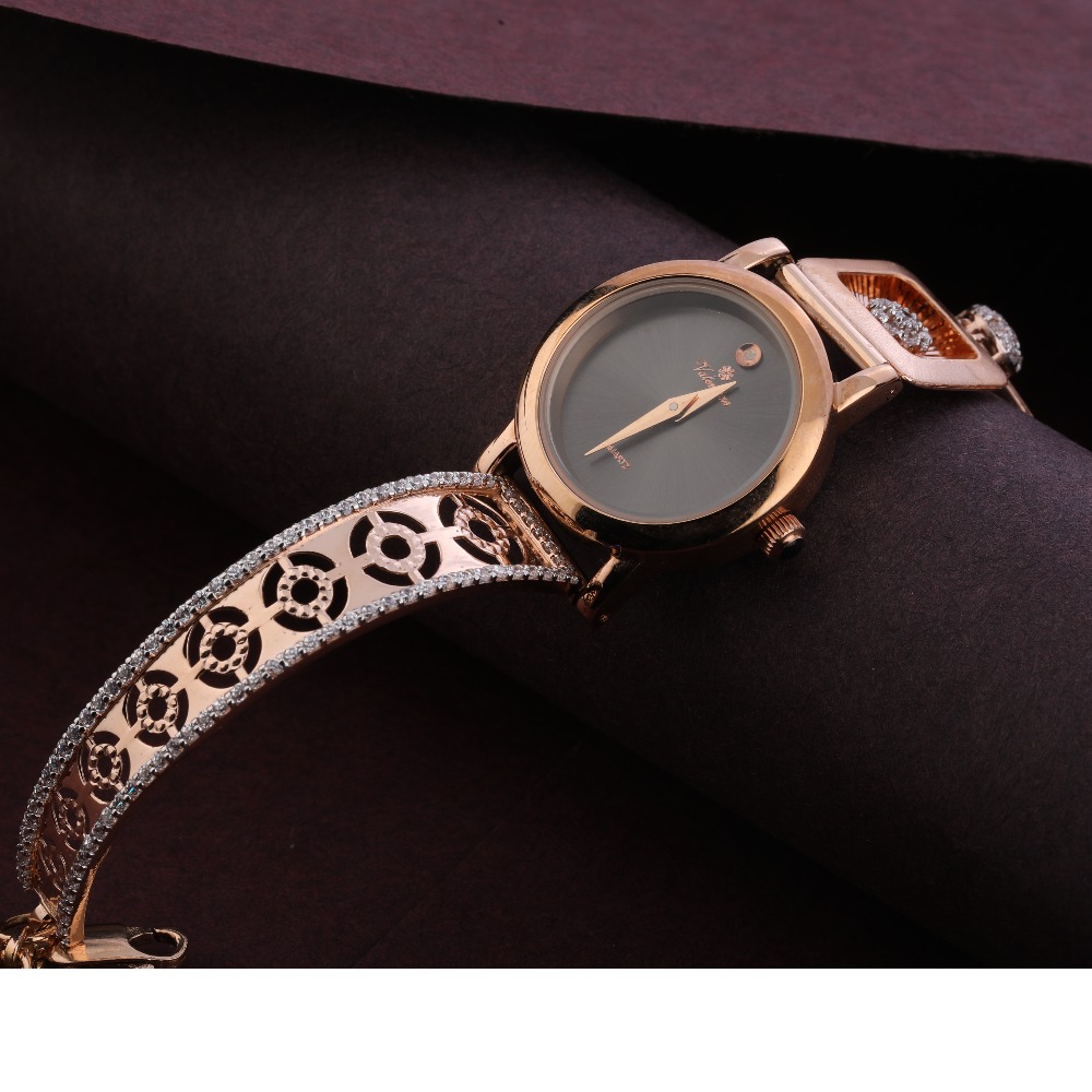 750 Rose Gold  stylish CZ Ladies Watch RLW299
