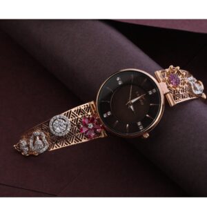 750 Rose Gold Designer CZ Ladies Watch RLW294