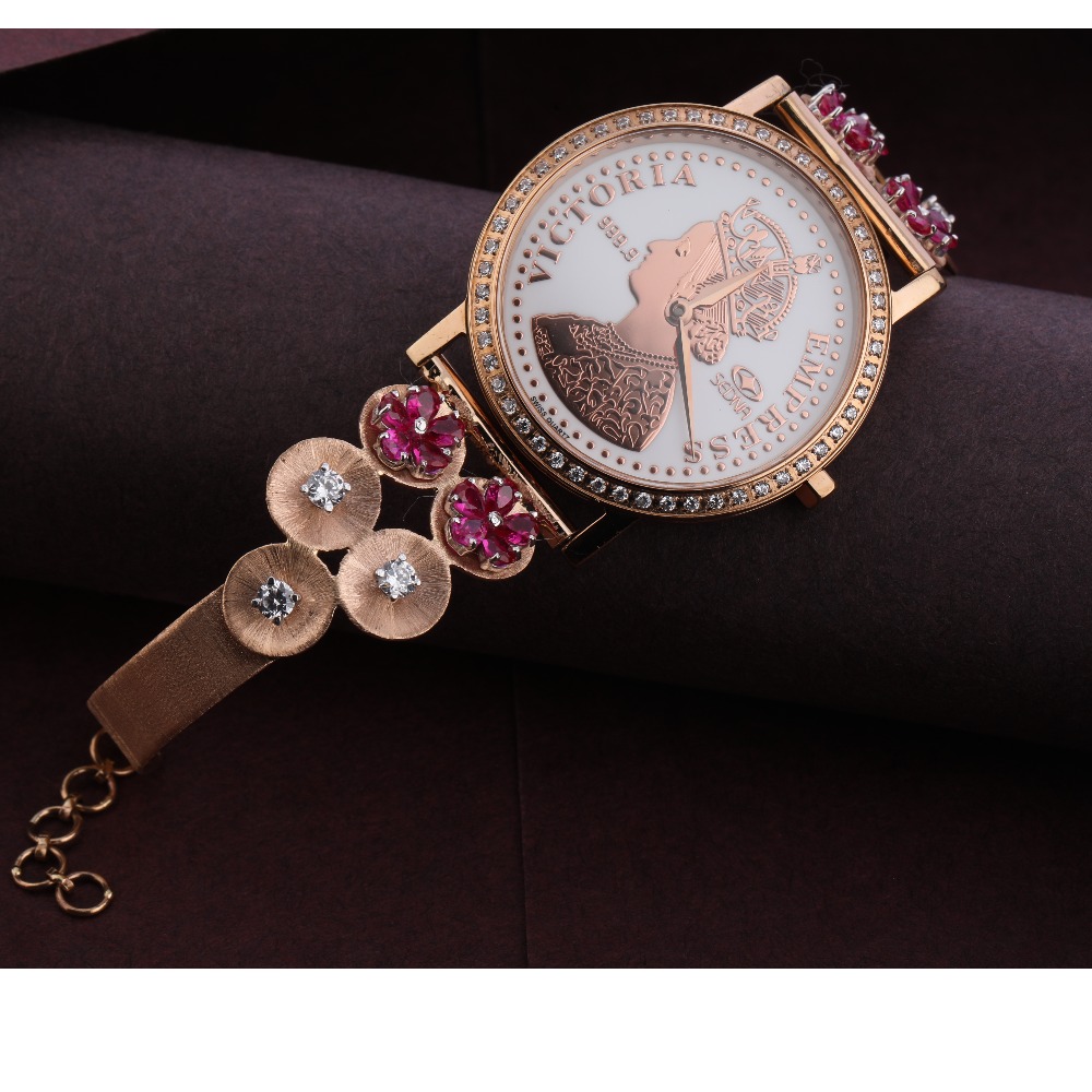 750 rose gold fancy ladies watch rlw281