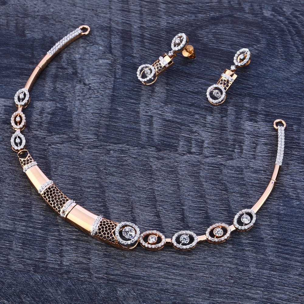 18Ct Rose Gold Designer Hallmark Ladies Necklace Set RN177