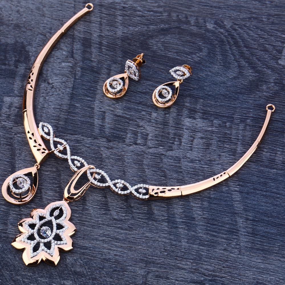 18Ct Rose Gold Classic Hallmark Ladies Necklace Set RN176