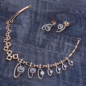 18Ct Rose Gold Hallmark Ladies Necklace Set RN175