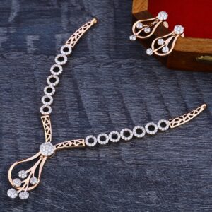 18Ct CZ Diamond Rose Gold Necklace Set RN168