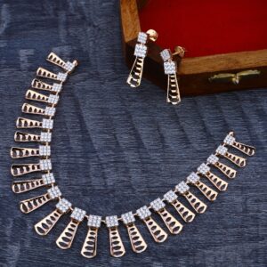 18KT Rose Gold Cz Gorgeous Women's Necklace Set RN166