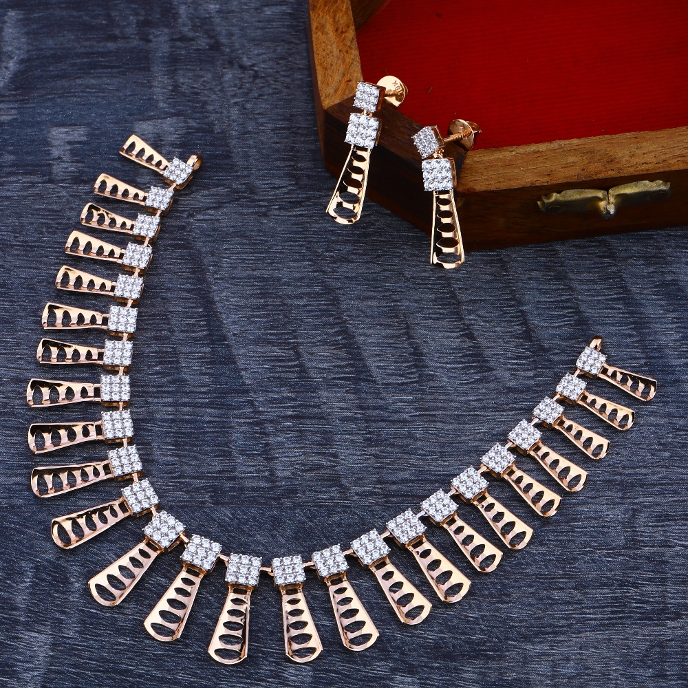 18KT Rose Gold Cz Gorgeous Women's Necklace Set RN166