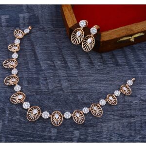 18KT Rose Gold Cz Fancy Women's Necklace Set RN165