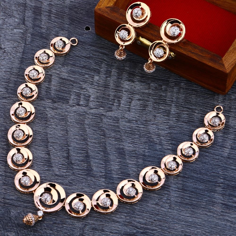 18KT Rose Gold  Stylish Hallmark Necklace Set RN192