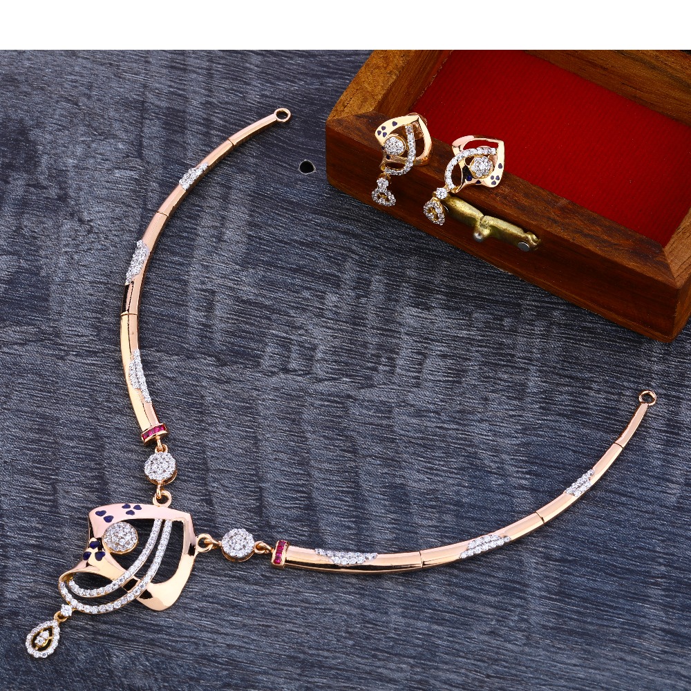 18KT Rose Gold  Fancy Hallmark Necklace Set RN190
