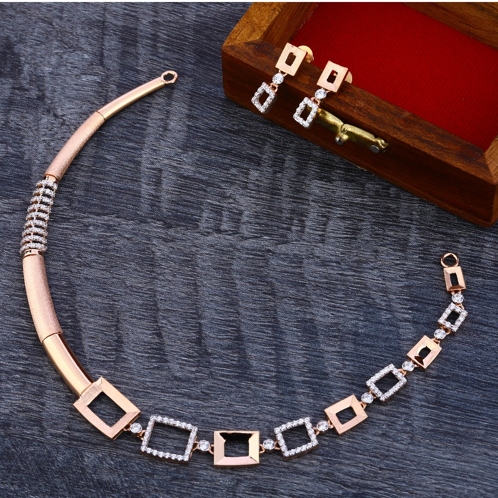 18KT Rose Gold  Delicate Hallmark Necklace Set RN188