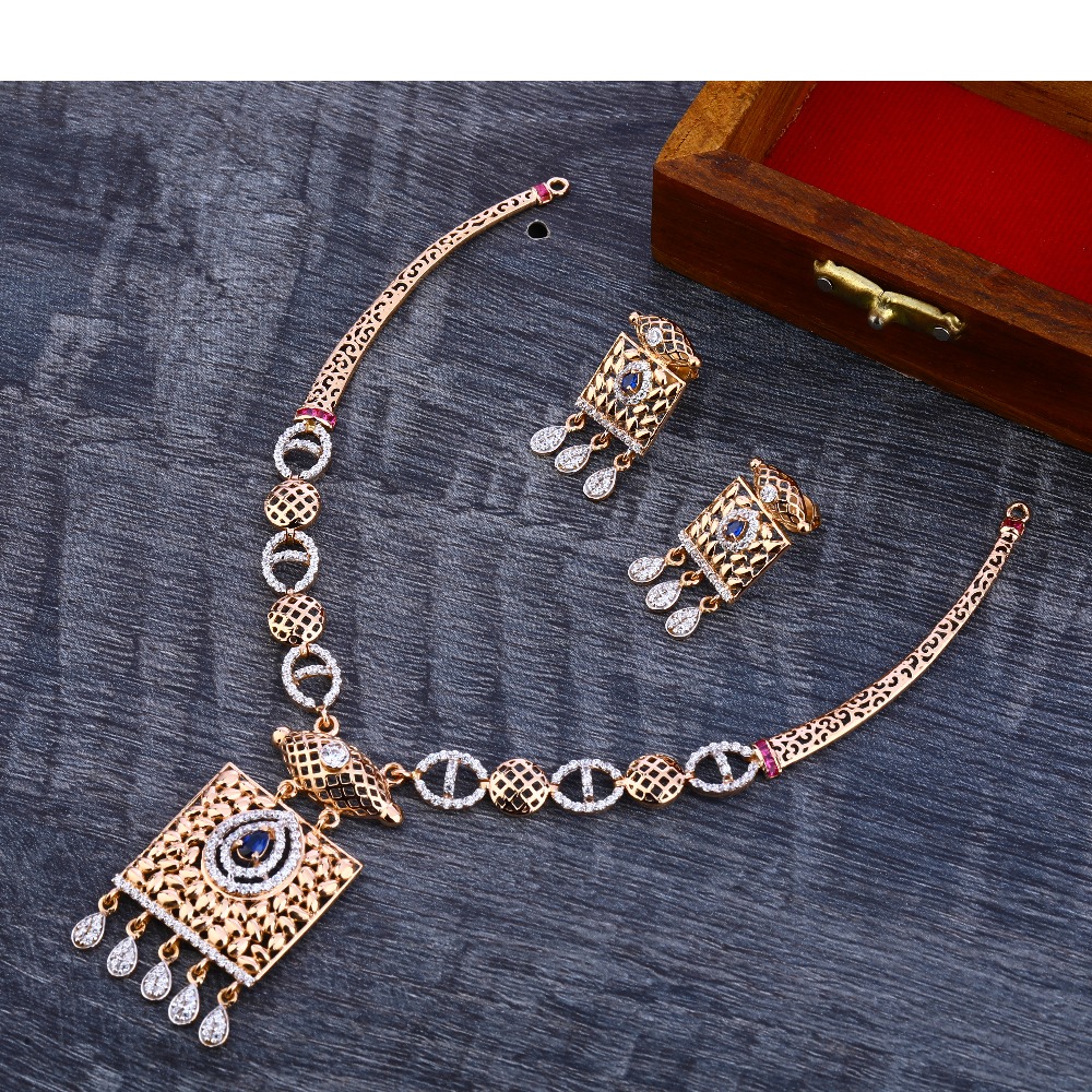 18KT Lades Cz  Gorgeous Rose Gold Necklace Set RN183
