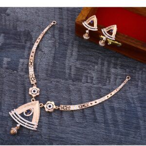 18KT Lades Cz  Exclusive Rose Gold Necklace Set RN181