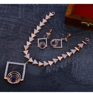 18KT Lades Cz  Delicate Rose Gold Necklace Set RN196