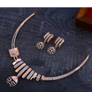 18KT Rose Gold  Cz Classic  Women's Necklace Set RN194
