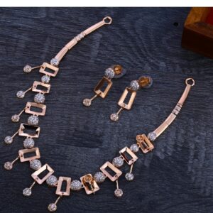 18KT Rose Gold  Cz Women's Necklace Set RN193
