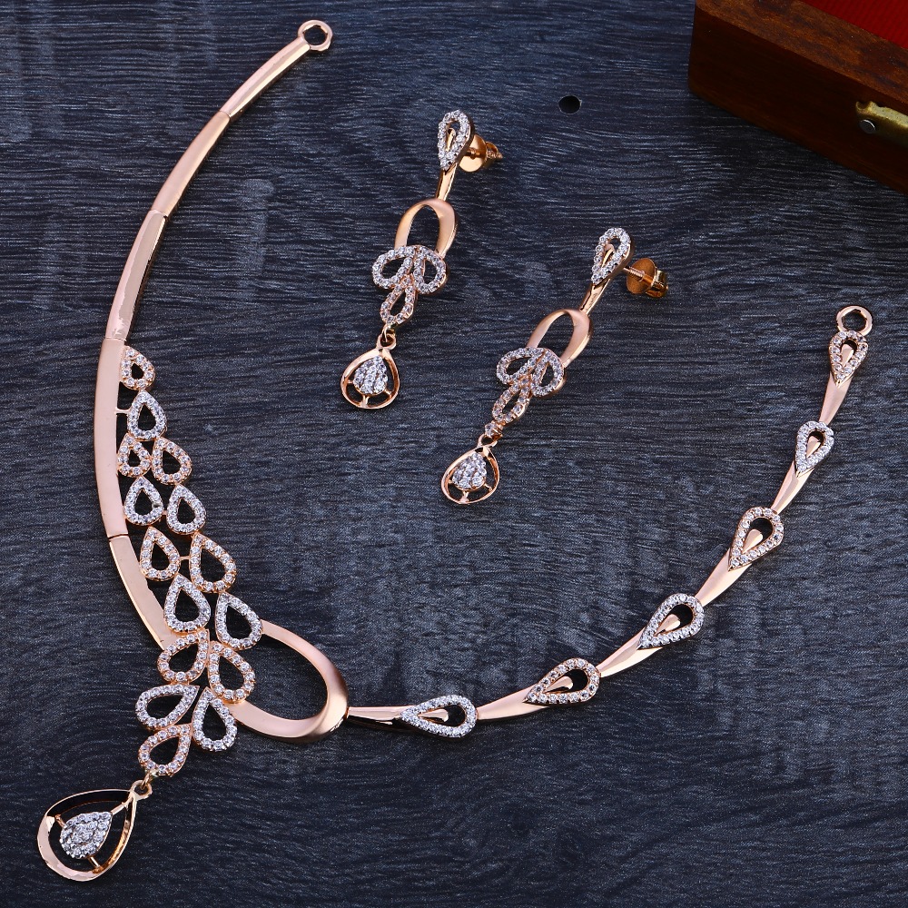 18KT Rose Gold  Delicate Hallmark Necklace Set RN188