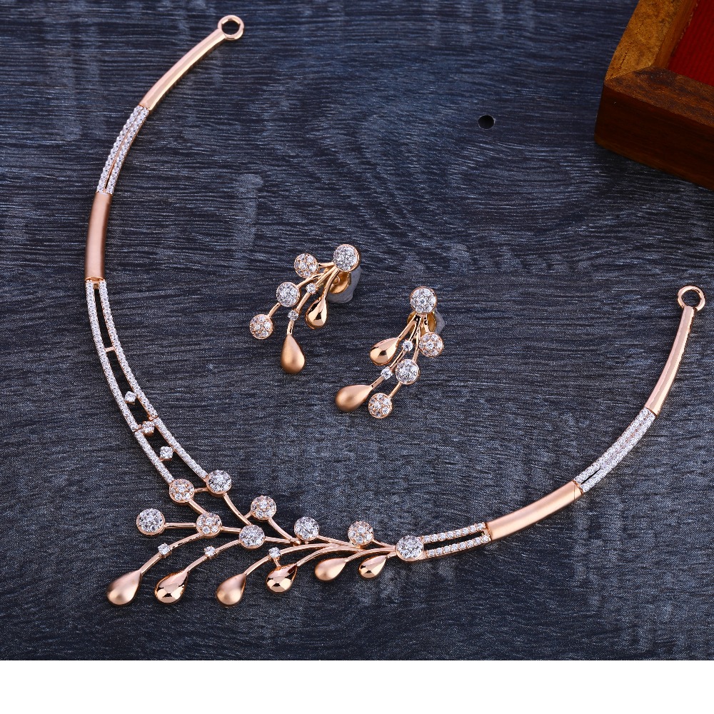 750 Rose Gold  Fancy Women's Necklace Set RN185
