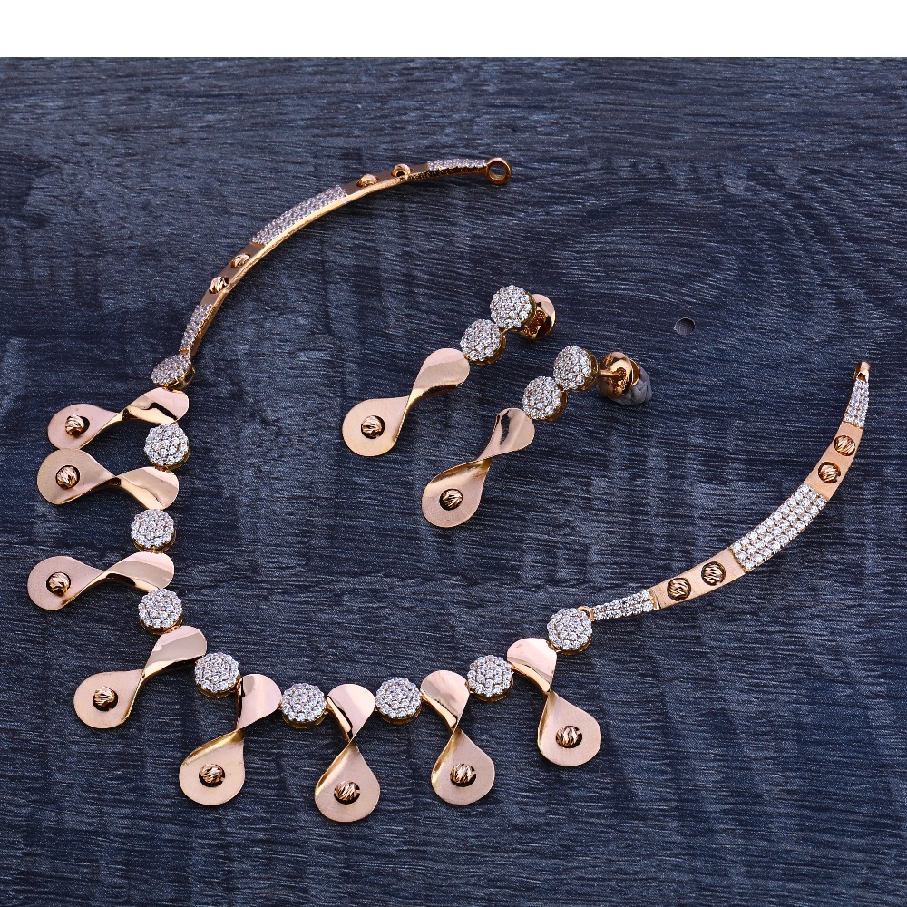 750 Rose Gold Hallmark Stylish Necklace Set RN212