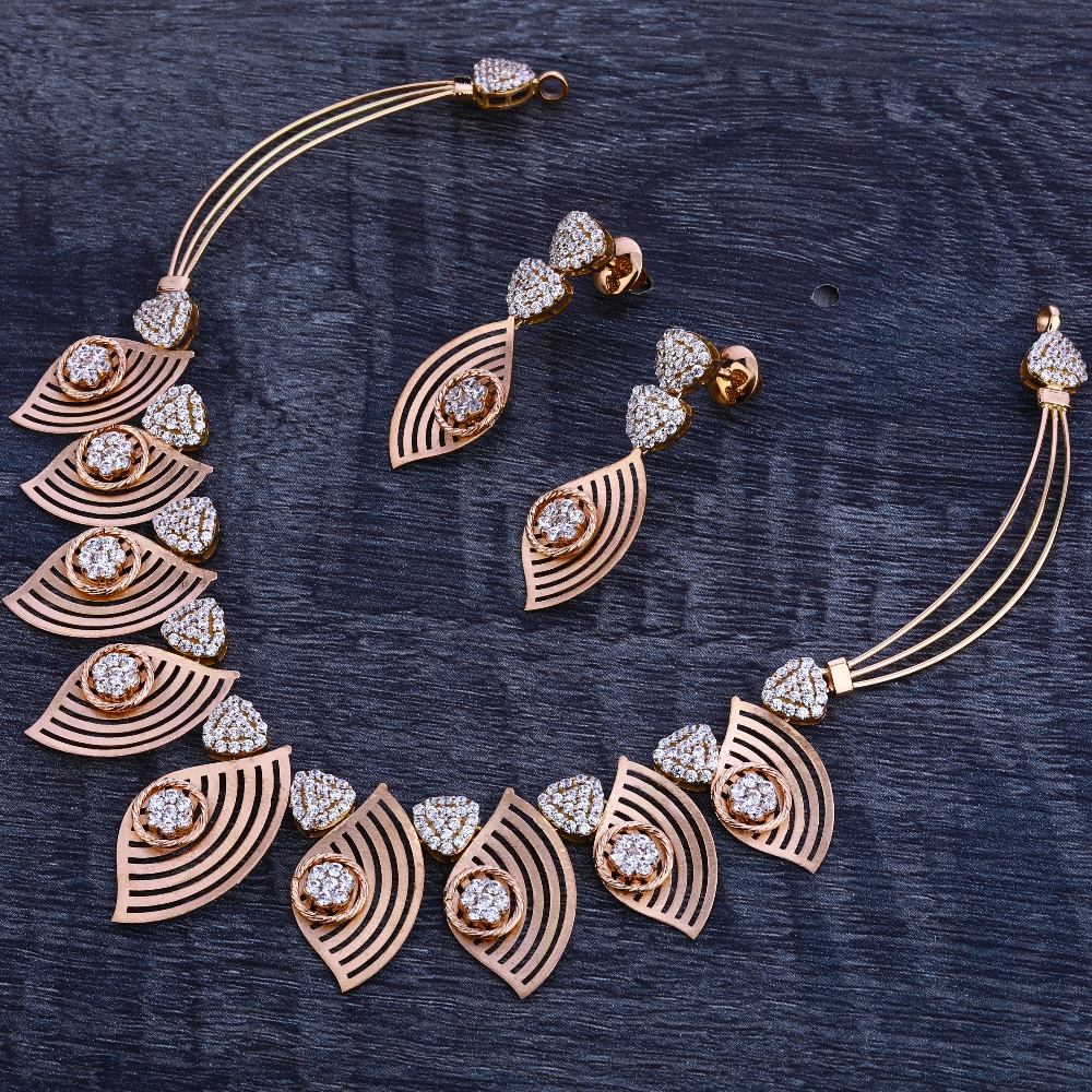 750 Rose Gold Hallmark Delicate Women's Necklace Set RN207