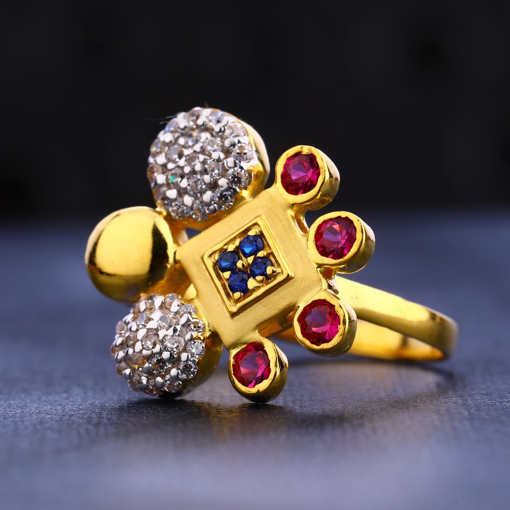 22KT CZ Gold Delicate Diamond Ladies Ring LR671