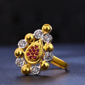 916 Gold Cz Diamond Fancy  Ladies Ring LR657