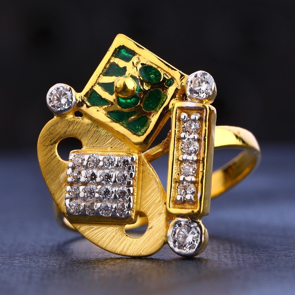 916 Gold Cz Diamond Exclusive Ladies Ring LR656