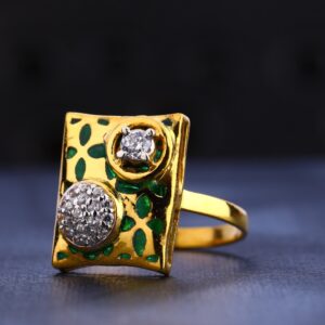 916 Gold Cz Diamond Classic Ladies Ring LR653